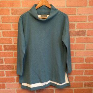 Anthropologie Women's Sweater blue crowl turtle neck long sleeve Size S